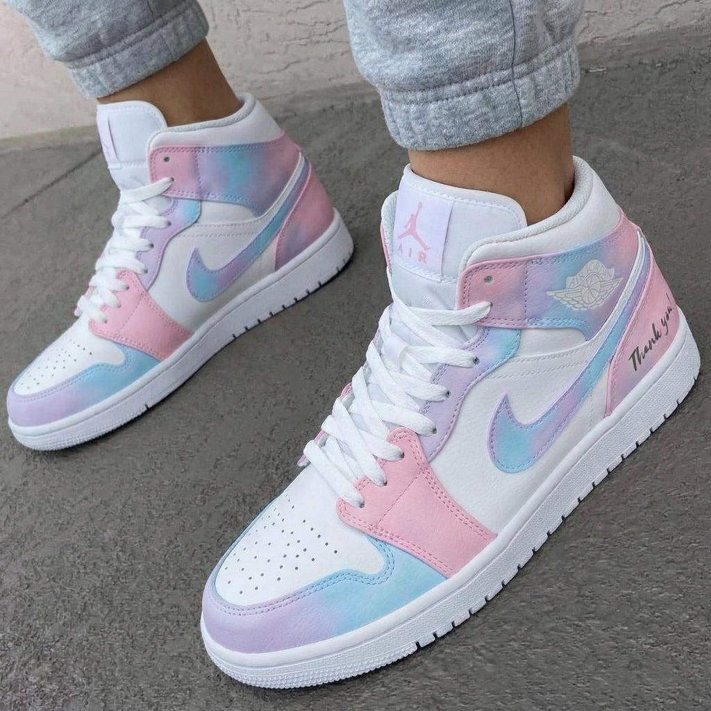 Custom AJ 1s Shoes Baby Pink Baby Blue Gradient Pattern-oicustom