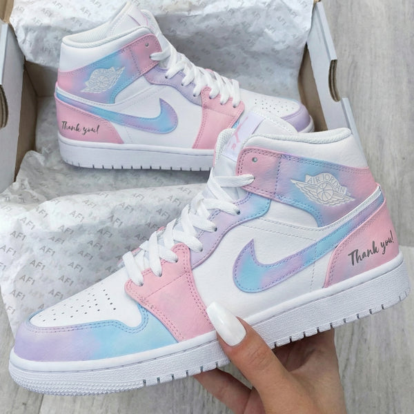 Custom AJ 1s Shoes Baby Pink Baby Blue Gradient Pattern-oicustom