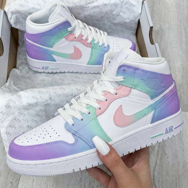 Custom AJ 1s Shoes Baby Pink Baby Blue Purple Ombre-oicustom