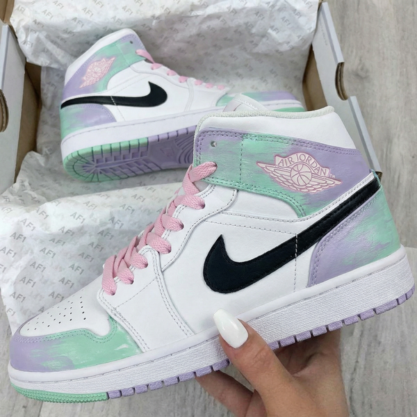 Custom AJ 1s Shoes Baby Pink Mint Green Ombre Design-oicustom