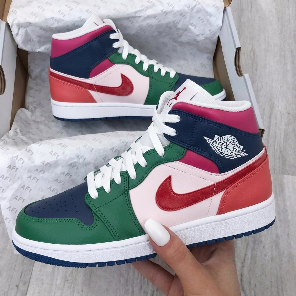 Custom AJ 1s Shoes Baby Pink Multicolor Color Block-oicustom