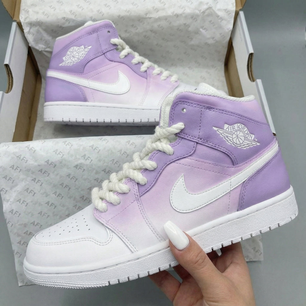 Custom AJ 1s Shoes Baby Purple and White Ombre-oicustom