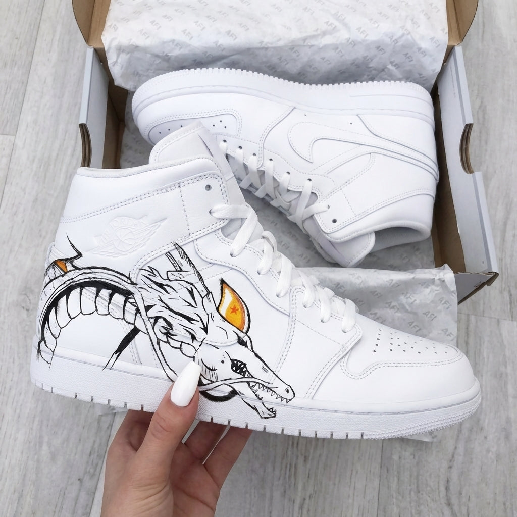 Custom AJ 1s Shoes Black Orange Dragon Ball Shenron-oicustom