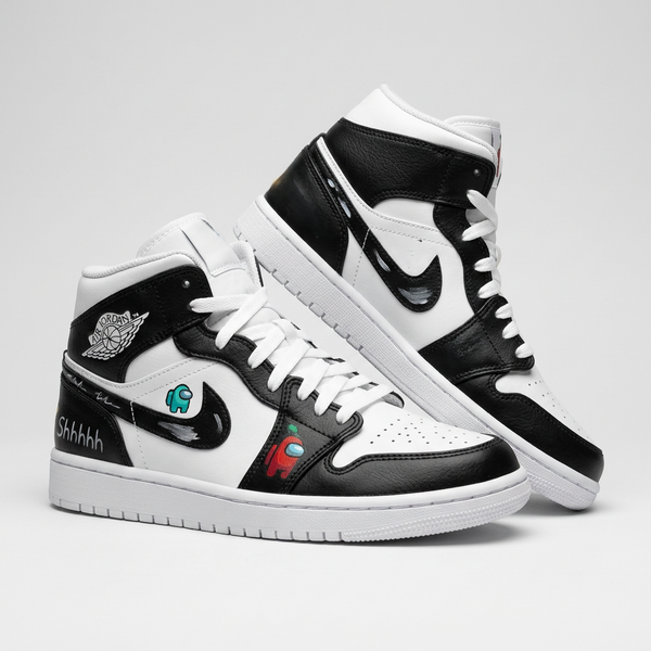 Custom AJ 1s Shoes Black White Among Us Characters-oicustom