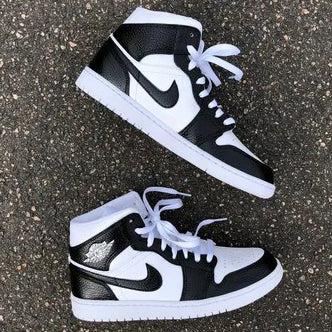 Custom AJ 1s Shoes Black White Design-oicustom