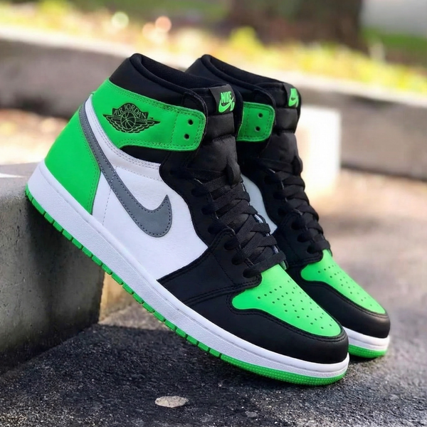Custom AJ 1s Shoes Black White Green-oicustom