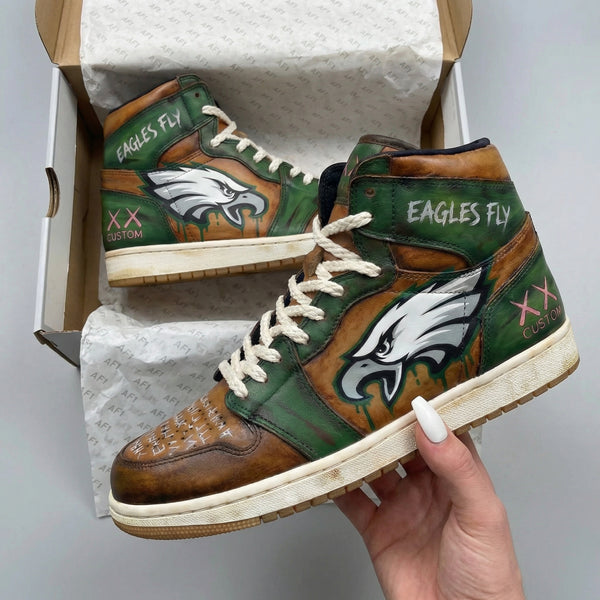 Custom AJ 1s Shoes Green Brown Eagles Theme-oicustom