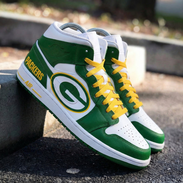 Custom AJ 1s Shoes Green Yellow Packers Theme-oicustom