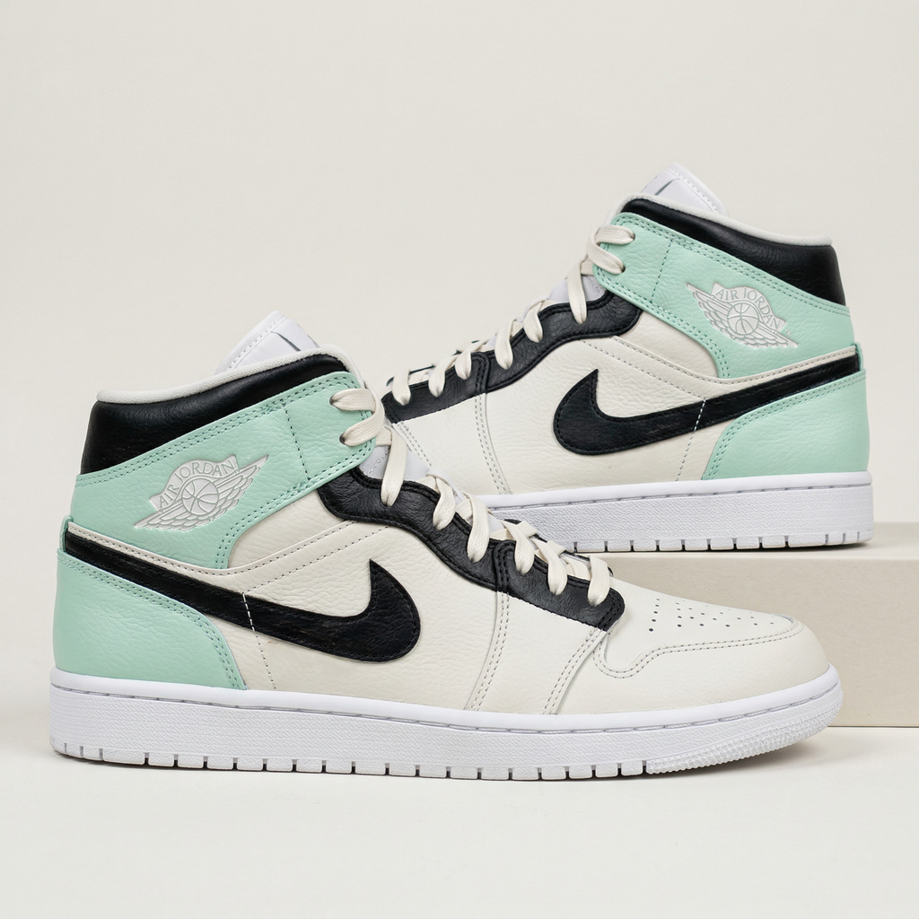 Custom AJ 1s Shoes Mint Black-oicustom