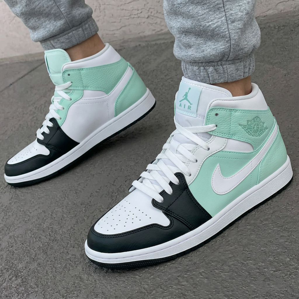 Custom AJ 1s Shoes Mint Green Black-oicustom