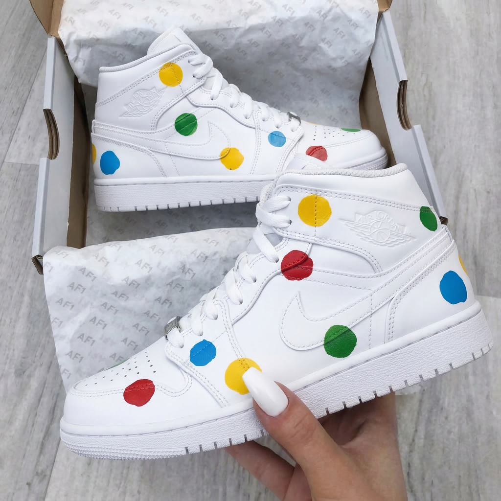 Custom AJ 1s Shoes Multicolor Polka Dots-oicustom