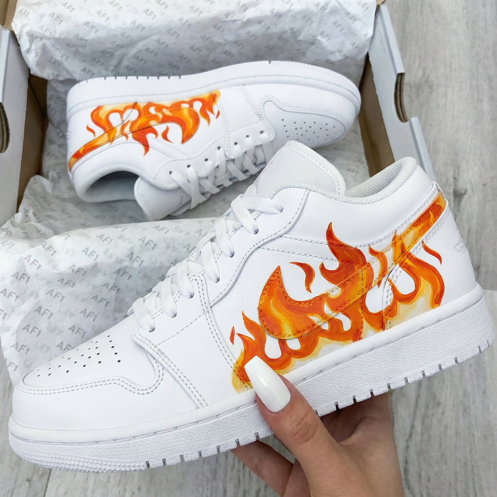 Custom AJ 1s Shoes Orange Red Flame-oicustom