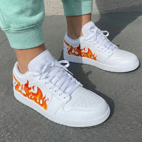 Custom AJ 1s Shoes Orange Red Flame-oicustom