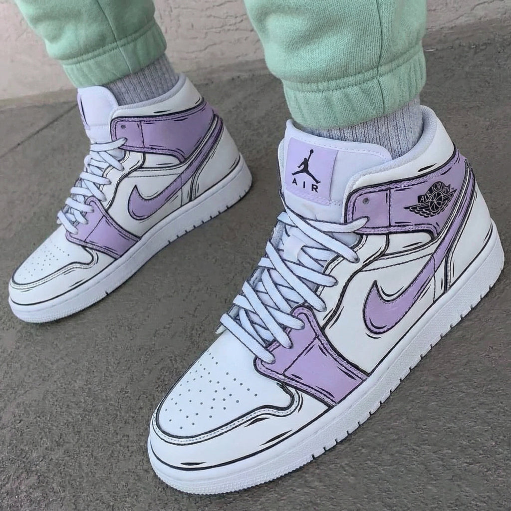 Custom AJ 1s Shoes Purple Cartoon Design-oicustom