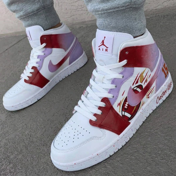 Custom AJ 1s Shoes Purple Red Football Theme-oicustom
