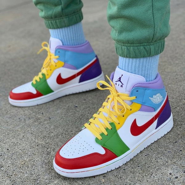 Custom AJ 1s Shoes Red Green Yellow Purple Baby Blue-oicustom