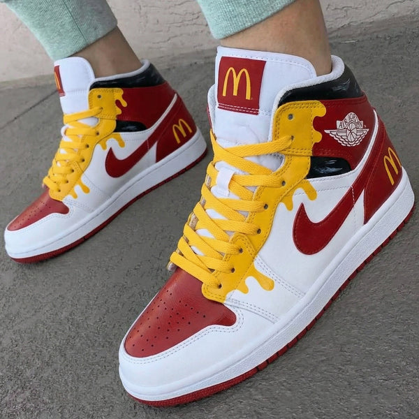 Custom AJ 1s Shoes Red Yellow McDonald's Theme-oicustom