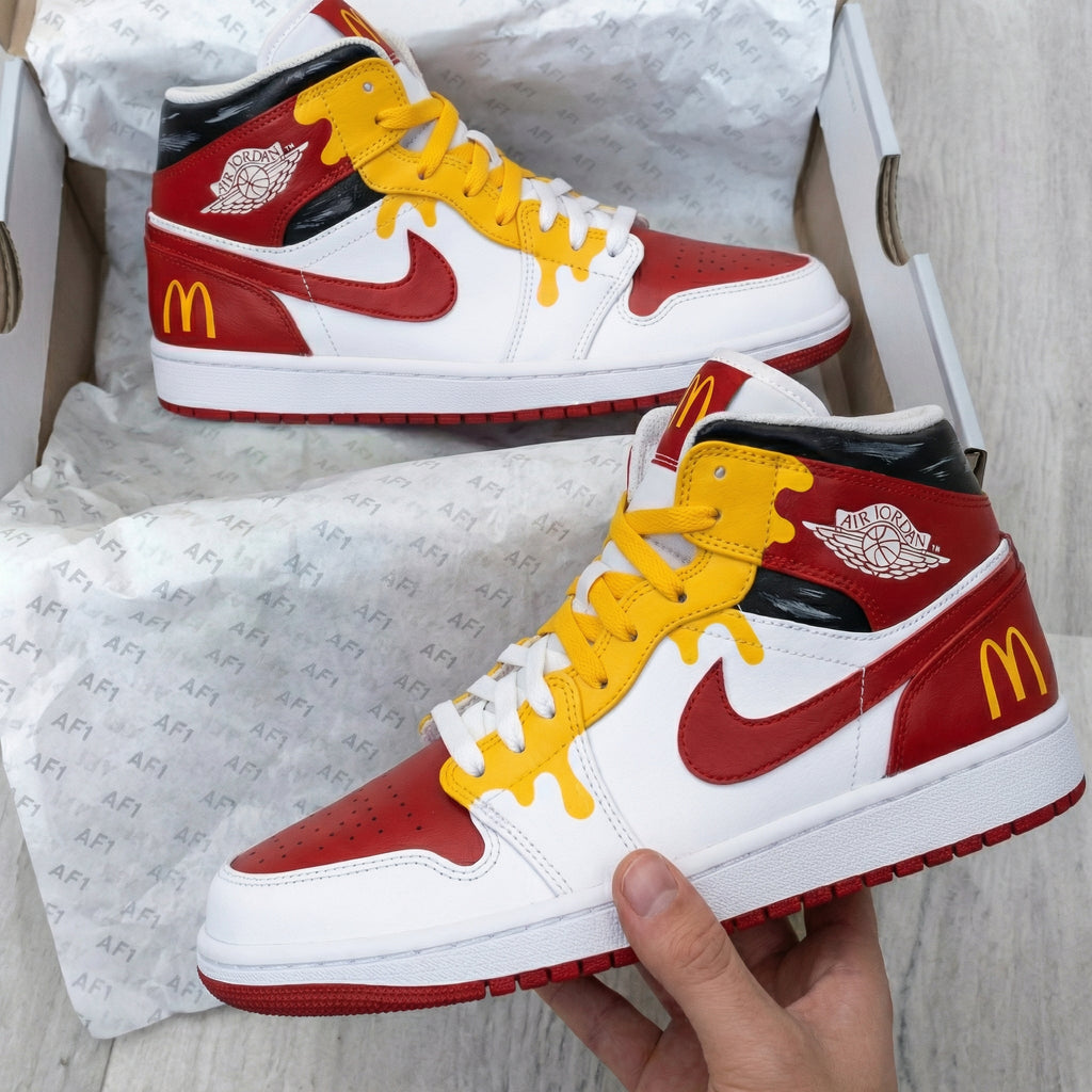 Custom AJ 1s Shoes Red Yellow McDonald's Theme-oicustom