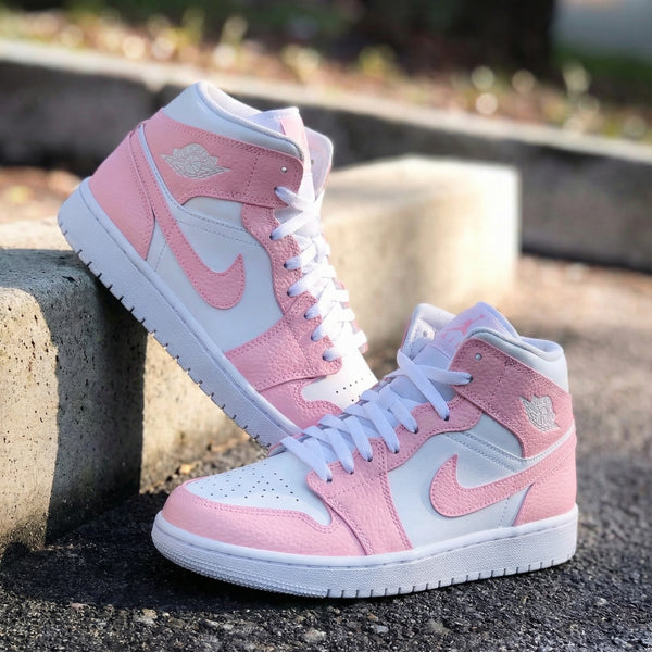 Custom AJ 1s Shoes Romantic Baby Pink and White-oicustom