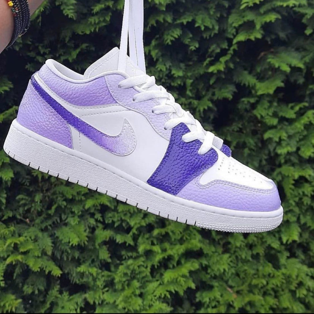 Custom AJ 1s Shoes Soft White Lilac Purple Pastel Gradient Design-oicustom