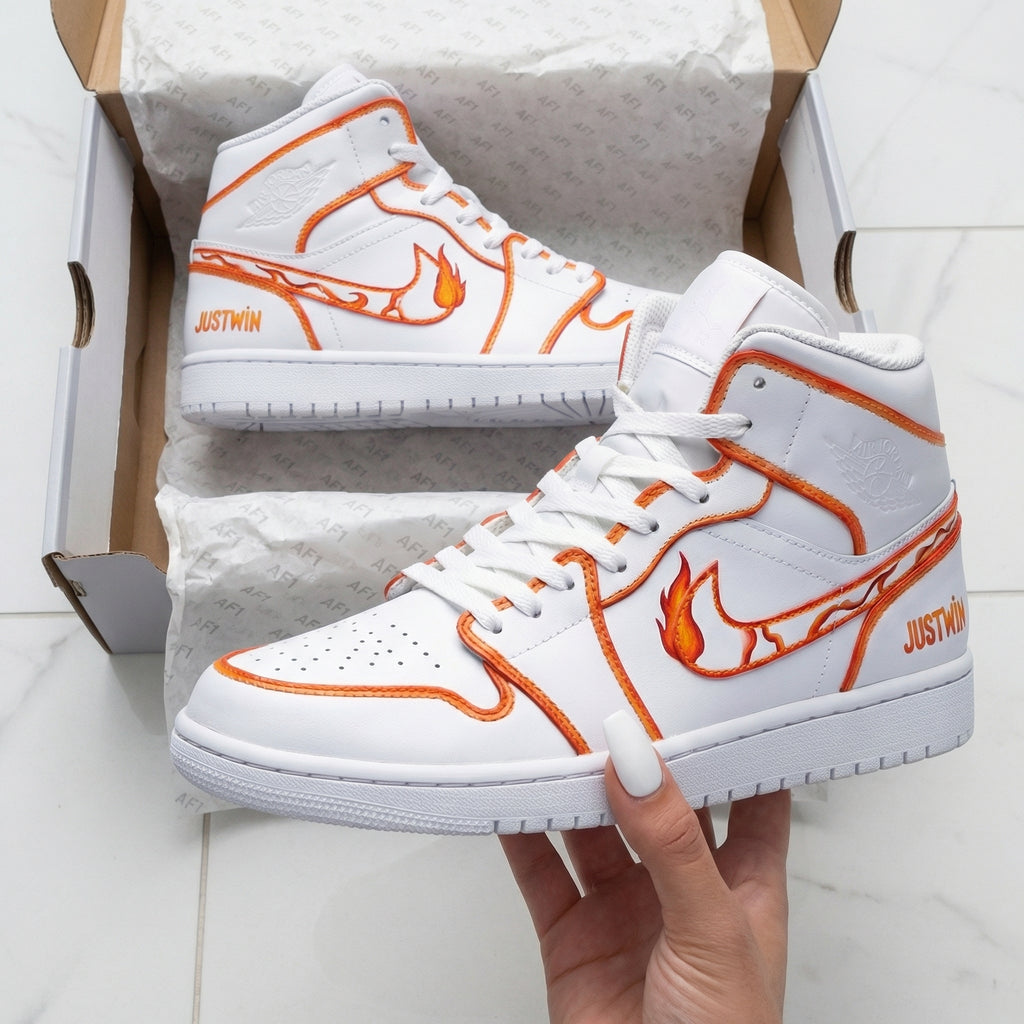 Custom AJ 1s Shoes Timeless Frenzy Orange Flame Style-oicustom