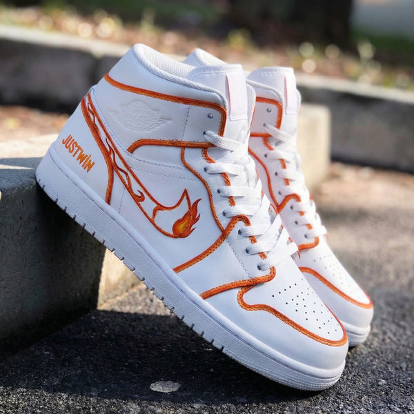 Custom AJ 1s Shoes Timeless Frenzy Orange Flame Style-oicustom