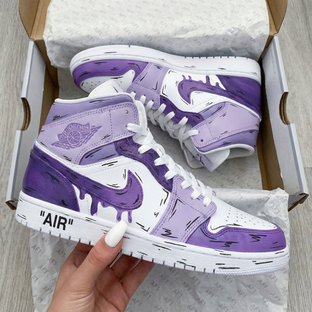 Custom AJ 1s Shoes Unique Purple Drip Style-oicustom