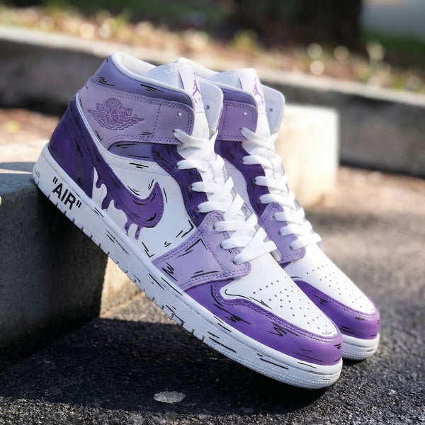 Custom AJ 1s Shoes Unique Purple Drip Style-oicustom