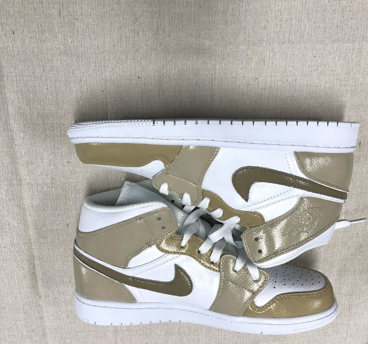 Custom AJ 1s Shoes White Gold Design-oicustom