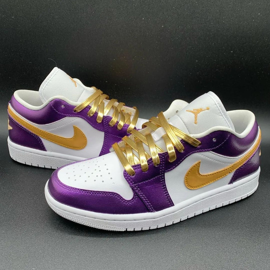 Custom AJ 1s Shoes White Purple Gold-oicustom