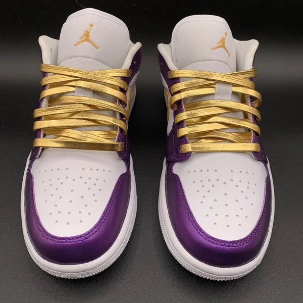 Custom AJ 1s Shoes White Purple Gold-oicustom
