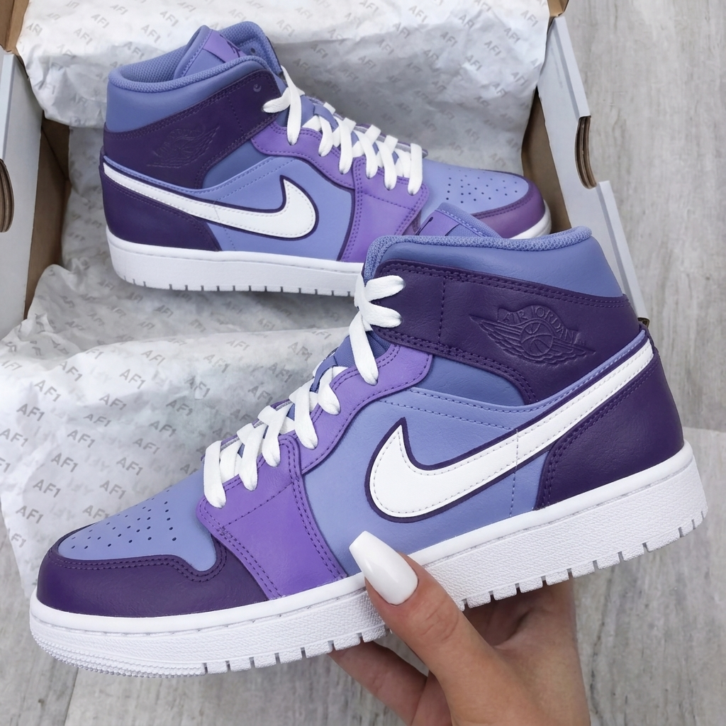 Custom AJ 1s Shoes White Purple Gradient-oicustom