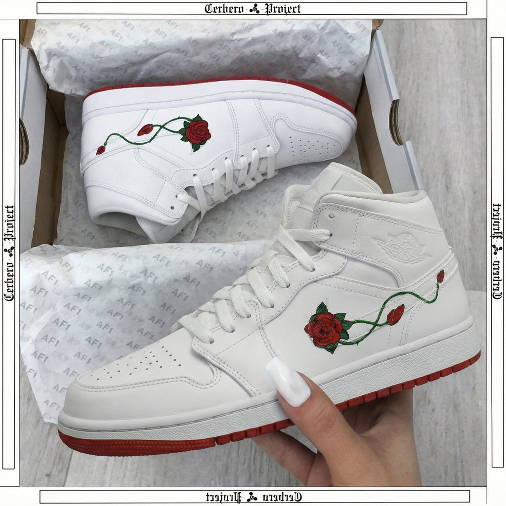 Custom AJ 1s Shoes White Red Red Rose-oicustom