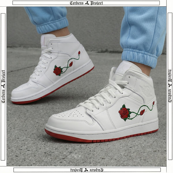 Custom AJ 1s Shoes White Red Red Rose-oicustom