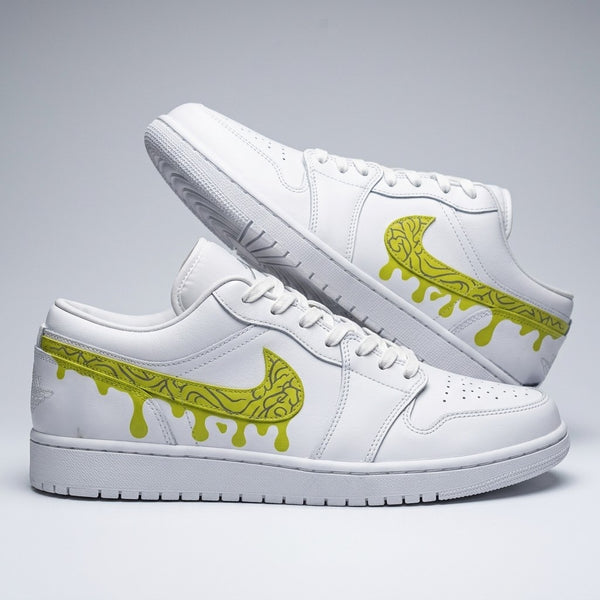Custom AJ 1s Shoes Yellow Drip Pattern-oicustom