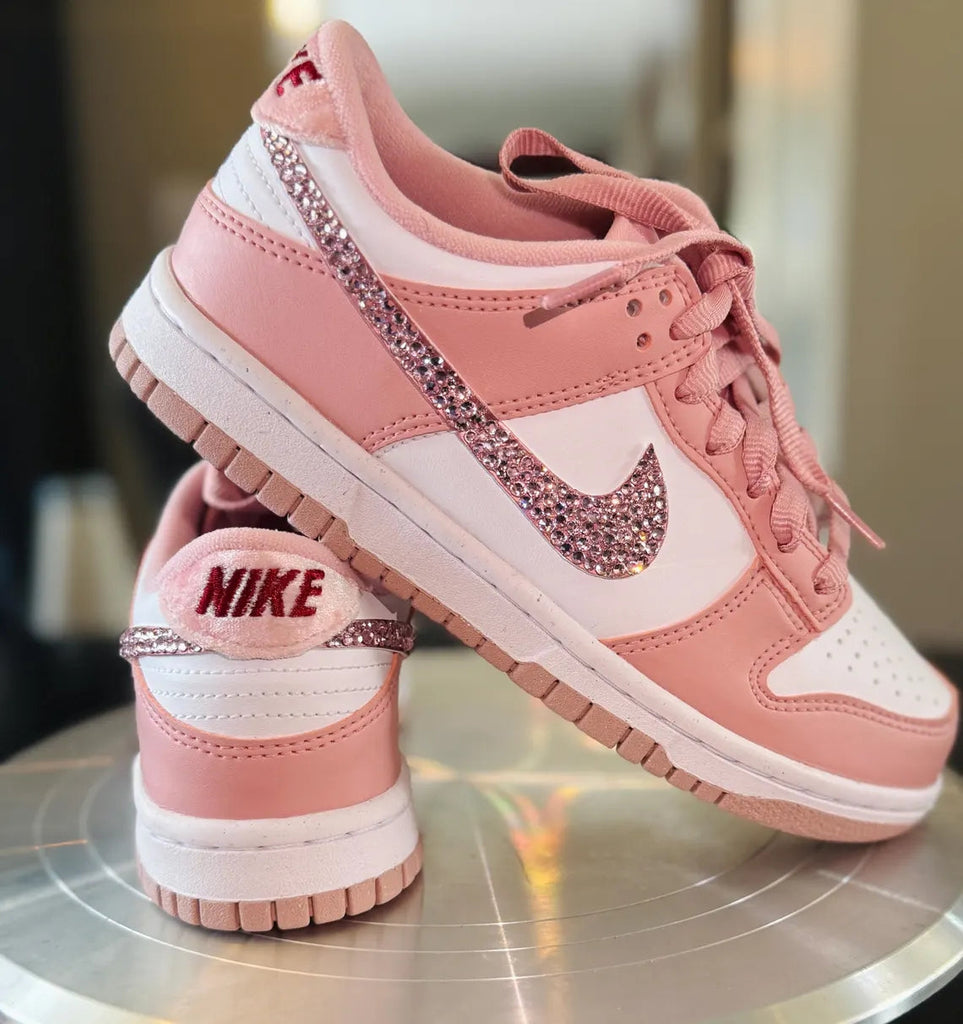 Custom Dunk Baby Pink White With Diamonds Details-oicustom