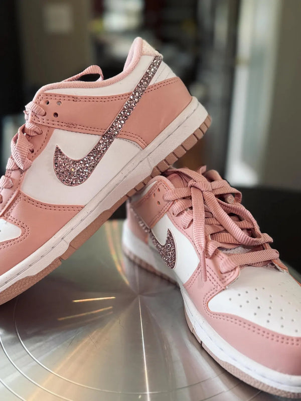 Custom Dunk Baby Pink White With Diamonds Details-oicustom