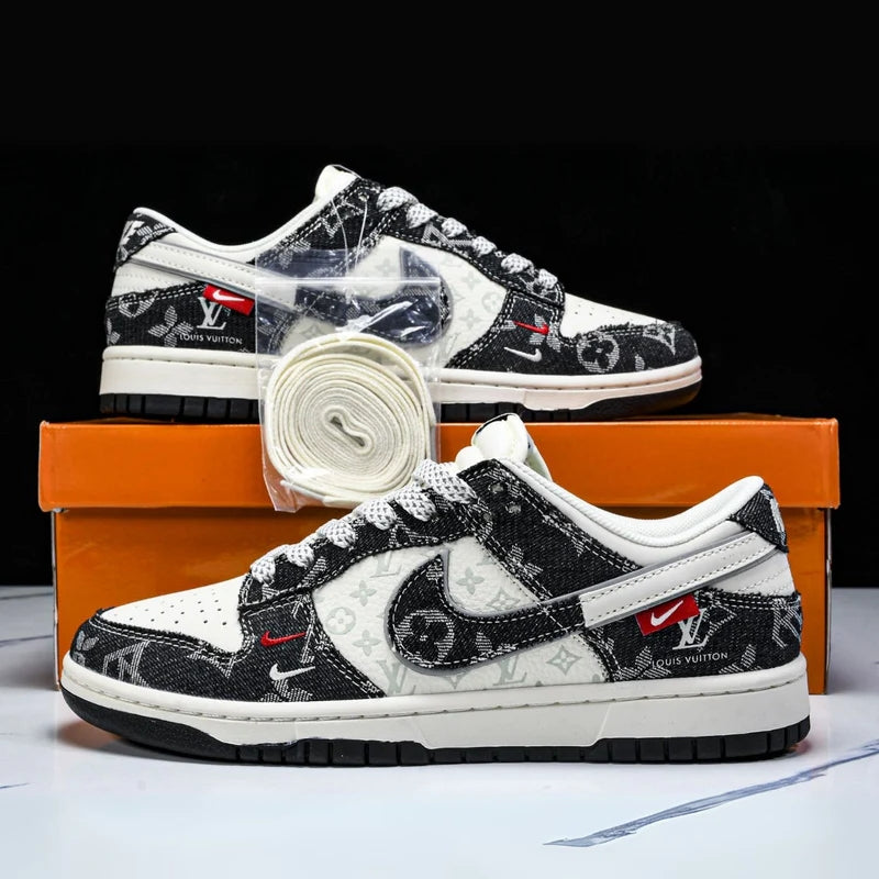 Custom Dunk Black White With LV Logo-oicustom
