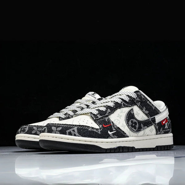 Custom Dunk Black White With LV Logo-oicustom