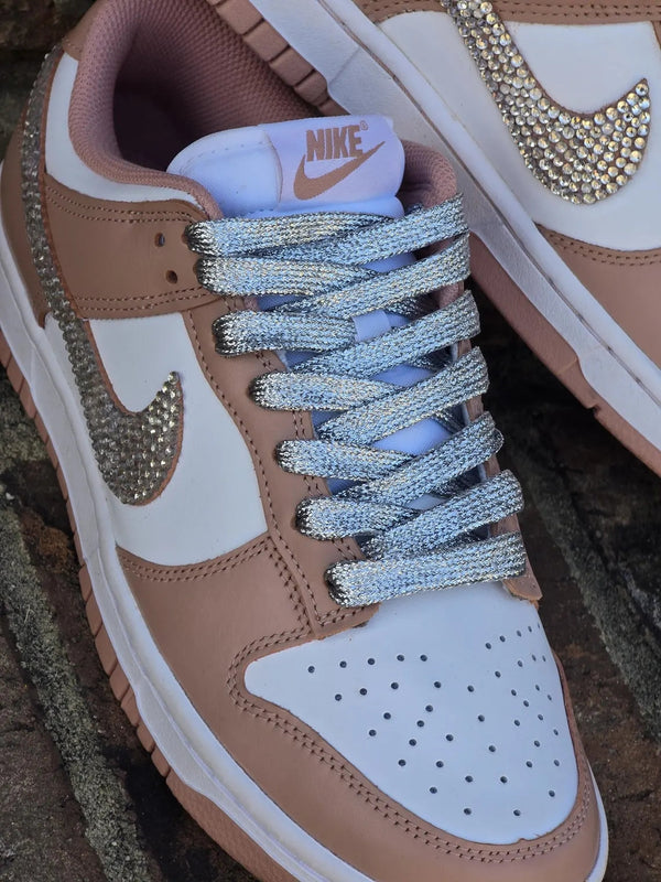 Custom Dunk Brown White With Rhinestones-oicustom