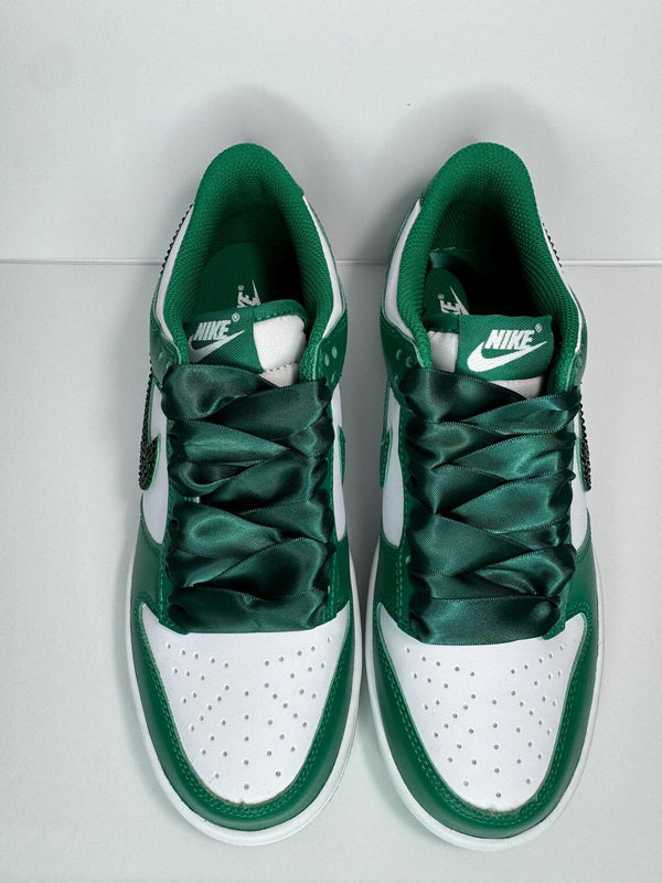 Custom Dunk Green White Glitter Satin Laces-oicustom