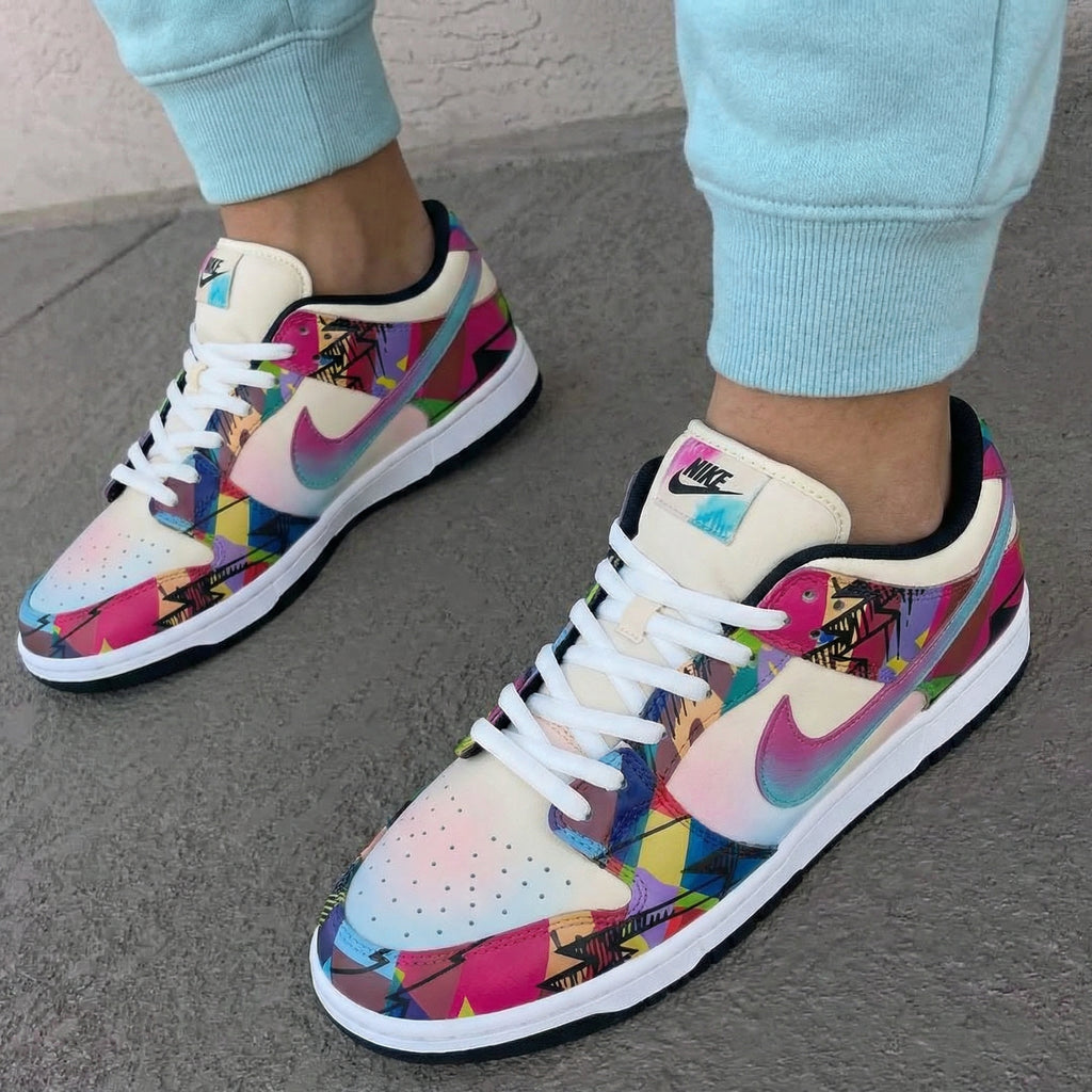 Custom Dunk Shoes Multicolor Geometric Pattern-oicustom
