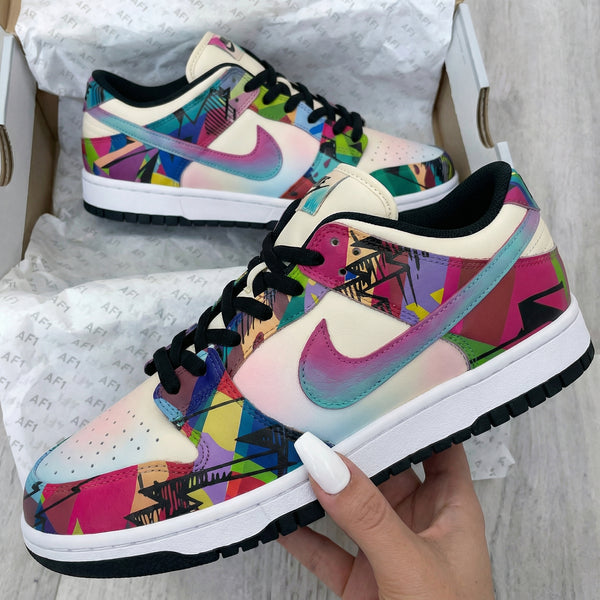 Custom Dunk Shoes Multicolor Geometric Pattern-oicustom