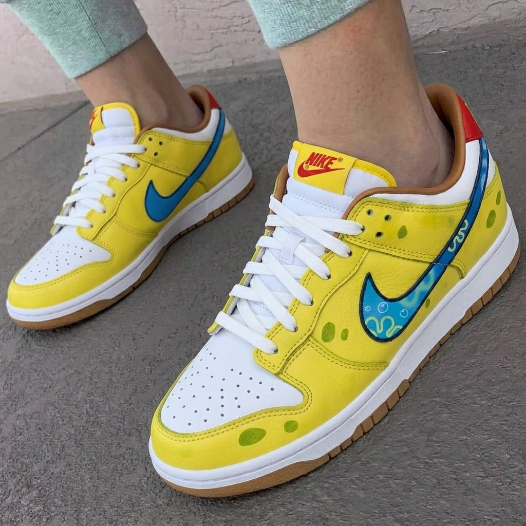 Custom Dunk Shoes Yellow Blue Green SpongeBob Theme-oicustom