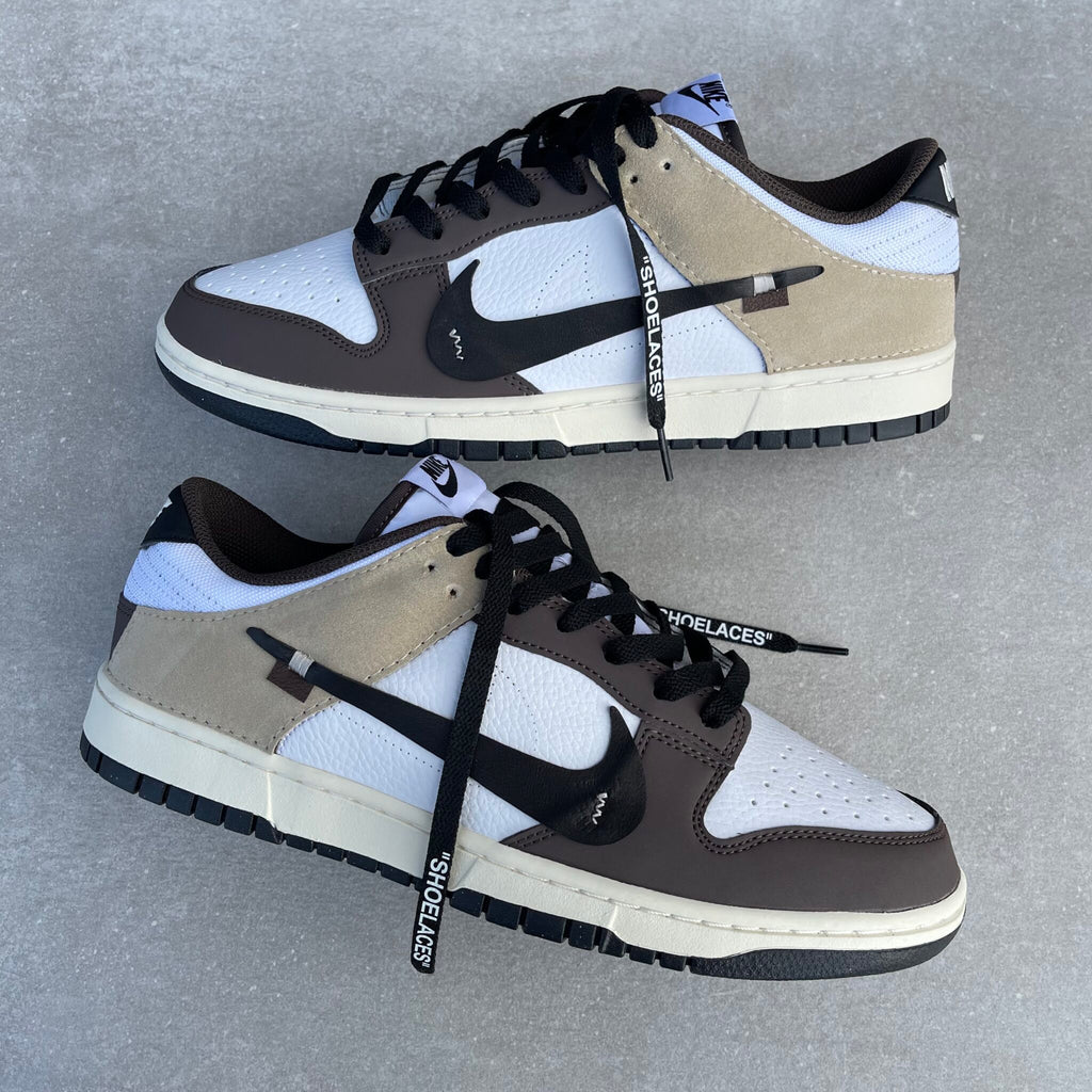 Custom Dunk White Brown Black Design-oicustom