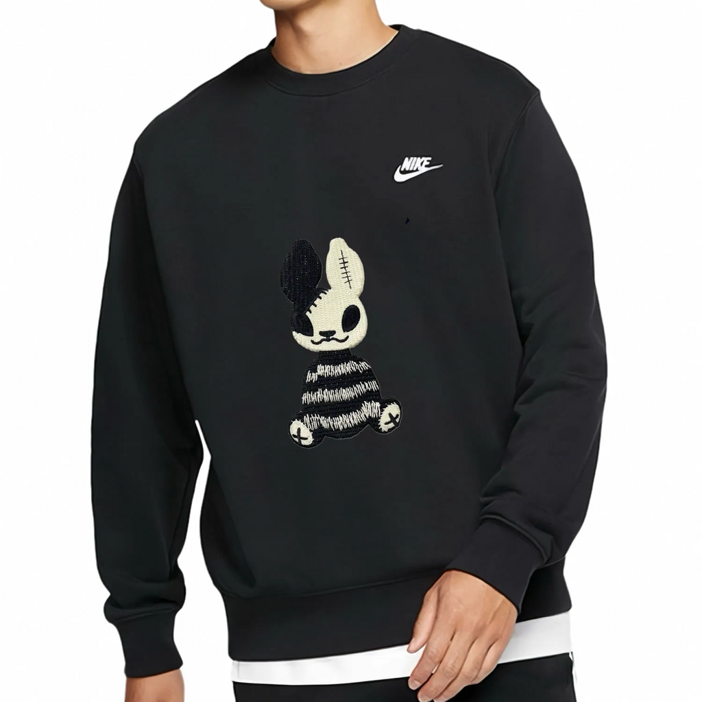 Custom Embroidery Nike Sweatshirt Black Bunny-oicustom