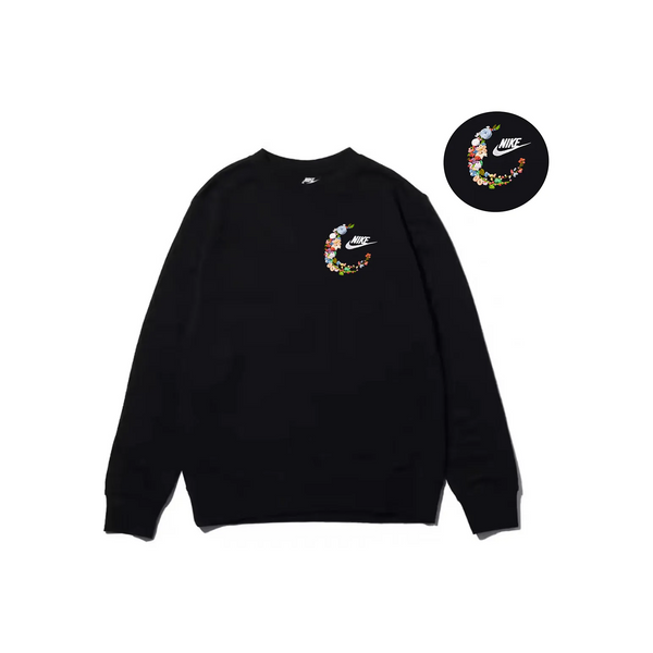Custom Embroidery Nike Sweatshirt Black Floral Design-oicustom