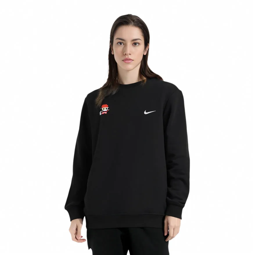 Custom Embroidery Nike Sweatshirt Black Pixel Pattern-oicustom