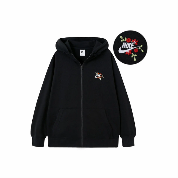 Custom Embroidery Nike Sweatshirt Black Red Floral-oicustom