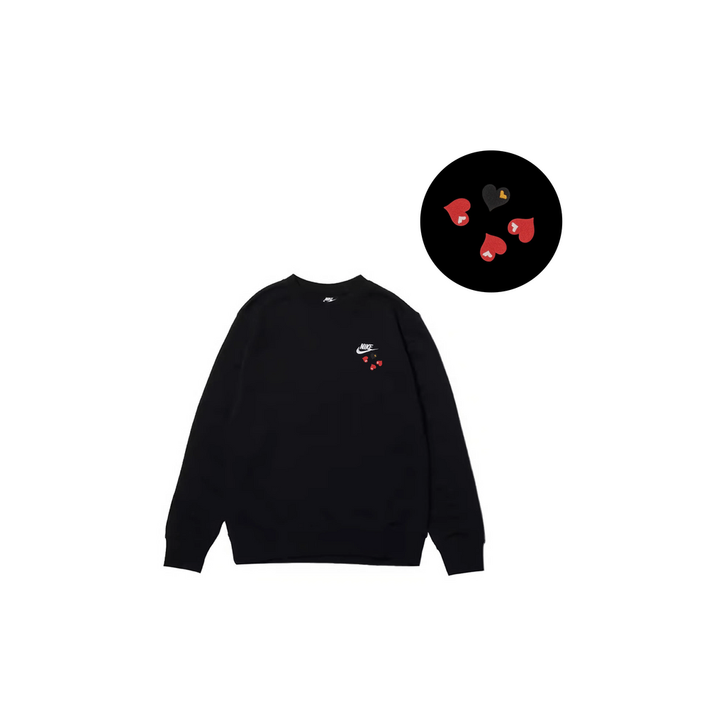 Custom Embroidery Nike Sweatshirt Black red Heart Pattern-oicustom